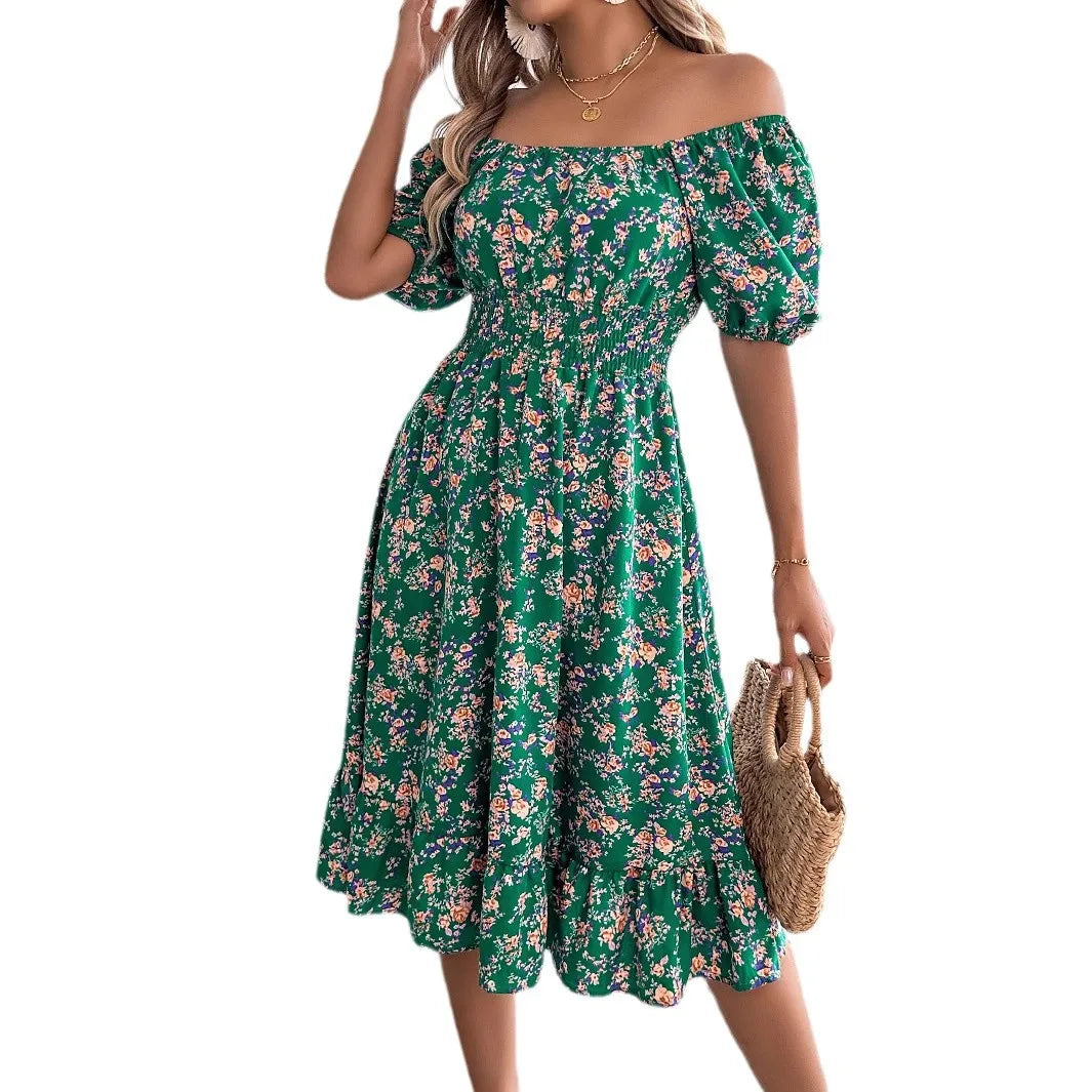Women's Floral 3D Print Square Neck Dress
